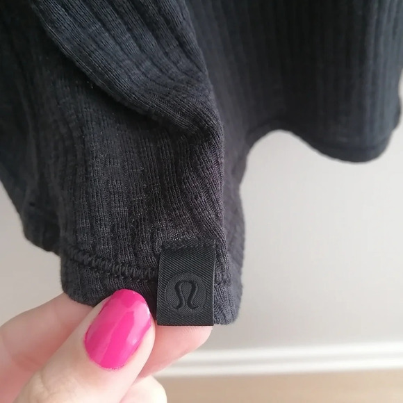 Lululemon Dare to Drape Ribbed Black Long Sleeve Hi Low Hem Tencel Cotton Small - Picture 9 of 16